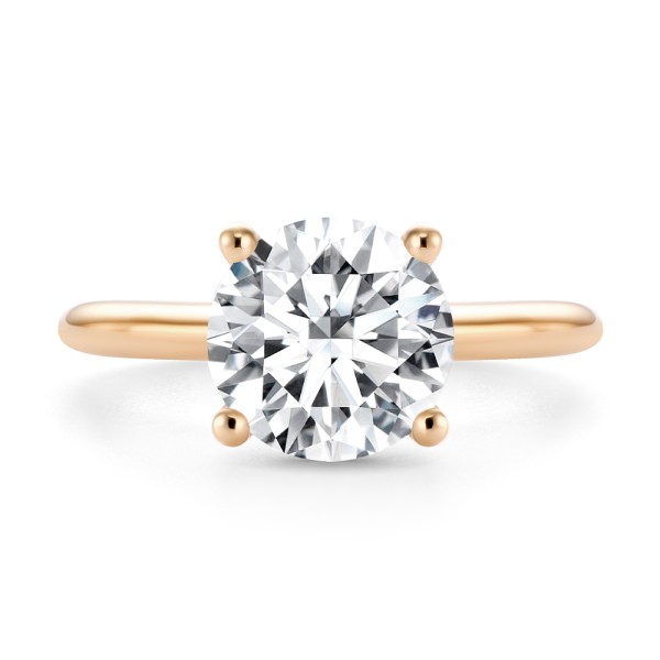 18k Rose Gold 18k Rose Gold Hidden Halo Round Diamond Engagement Ring - Top View - 107732