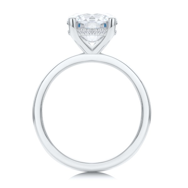 Platinum Platinum Hidden Halo Round Diamond Engagement Ring - Front View - 107732