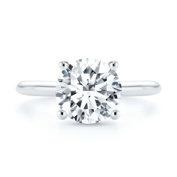 Platinum Platinum Hidden Halo Round Diamond Engagement Ring - Top View - 107732
