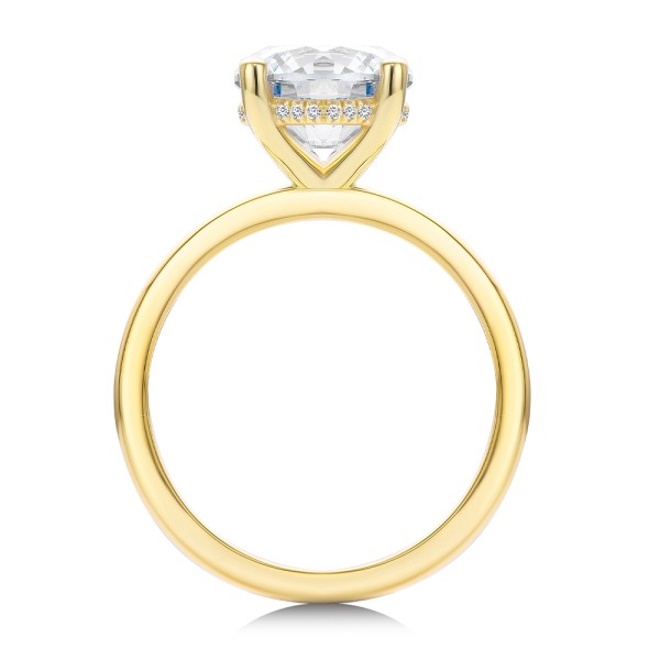 14k Yellow Gold Hidden Halo Round Diamond Engagement Ring - Front View - 107732