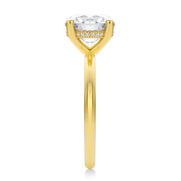 14k Yellow Gold Hidden Halo Round Diamond Engagement Ring - Side View - 107732