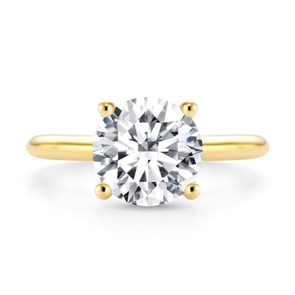 14k Yellow Gold Hidden Halo Round Diamond Engagement Ring - Top View - 107732