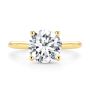 14k Yellow Gold Hidden Halo Round Diamond Engagement Ring - Top View -  107732 - Thumbnail