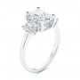 18k White Gold 18k White Gold Hidden Halo Three Stone Diamond Engagement Ring - Three-Quarter View -  106101 - Thumbnail