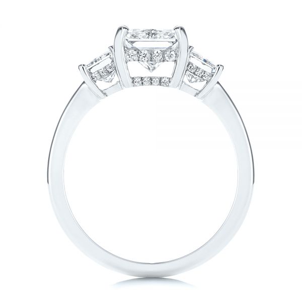 14k White Gold 14k White Gold Hidden Halo Three Stone Diamond Engagement Ring - Front View -  106101 - Thumbnail