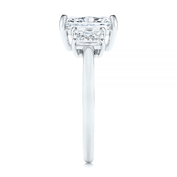 18k White Gold 18k White Gold Hidden Halo Three Stone Diamond Engagement Ring - Side View -  106101 - Thumbnail