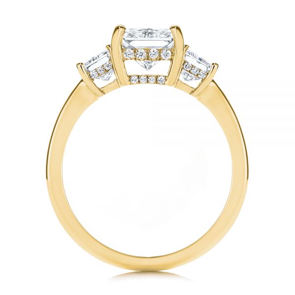14k Yellow Gold 14k Yellow Gold Hidden Halo Three Stone Diamond Engagement Ring - Front View -  106101 - Thumbnail