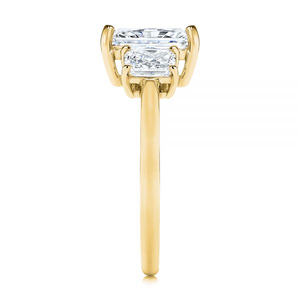 14k Yellow Gold 14k Yellow Gold Hidden Halo Three Stone Diamond Engagement Ring - Side View -  106101 - Thumbnail