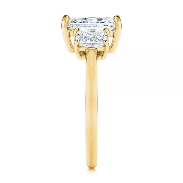 14k Yellow Gold 14k Yellow Gold Hidden Halo Three Stone Diamond Engagement Ring - Side View - 106101