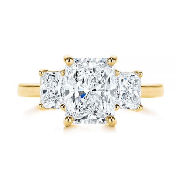14k Yellow Gold 14k Yellow Gold Hidden Halo Three Stone Diamond Engagement Ring - Top View - 106101