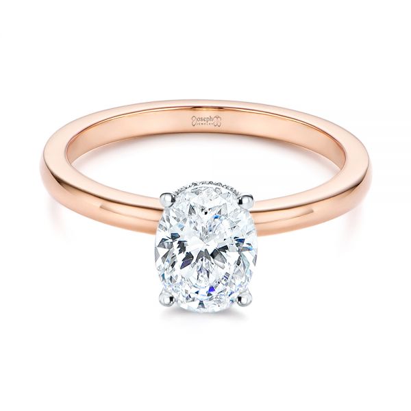  Platinum Platinum Hidden Halo Two-tone Diamond Engagement Ring - Flat View -  105376 - Thumbnail