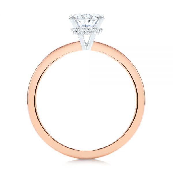 14K Gold Hidden Halo Two-tone Diamond Engagement Ring - Front View - 105376