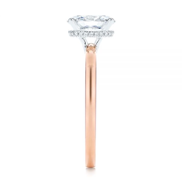 14K Gold Hidden Halo Two-tone Diamond Engagement Ring - Side View - 105376