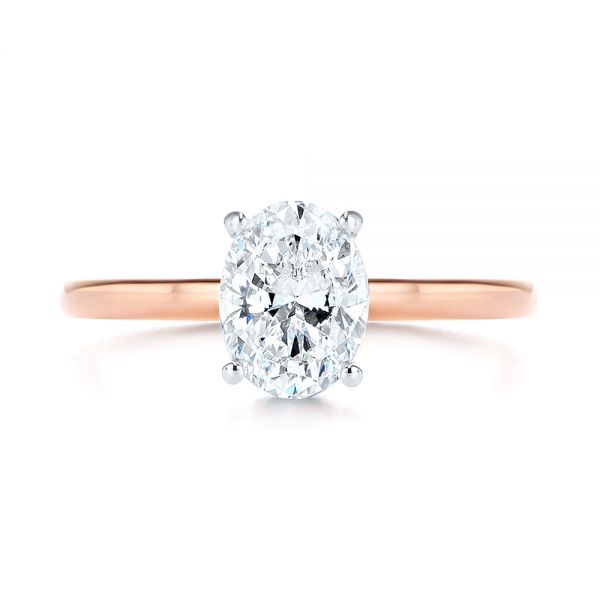  14K Gold Hidden Halo Two-tone Diamond Engagement Ring - Top View -  105376