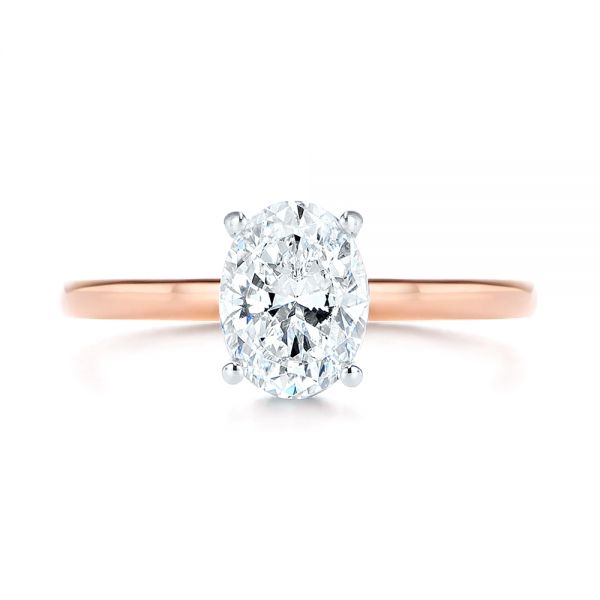 14K Gold Hidden Halo Two-tone Diamond Engagement Ring - Top View - 105376