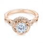 18k Rose Gold 18k Rose Gold Infinity Diamond Halo Engagement Ring - Flat View -  105796 - Thumbnail