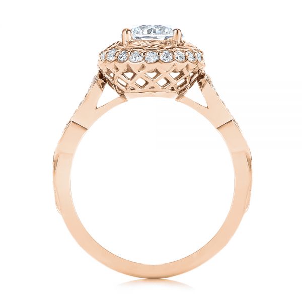 18k Rose Gold 18k Rose Gold Infinity Diamond Halo Engagement Ring - Front View -  105796