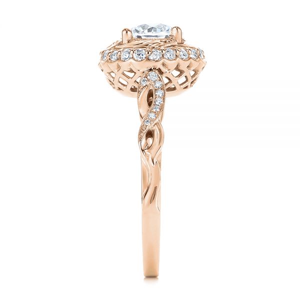 14k Rose Gold 14k Rose Gold Infinity Diamond Halo Engagement Ring - Side View -  105796