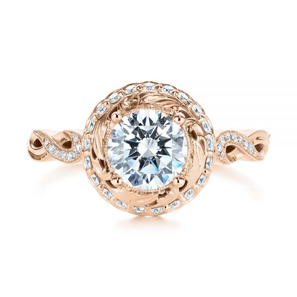 14k Rose Gold 14k Rose Gold Infinity Diamond Halo Engagement Ring - Top View -  105796
