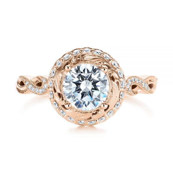 18k Rose Gold 18k Rose Gold Infinity Diamond Halo Engagement Ring - Top View -  105796