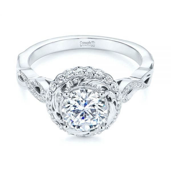 14k White Gold 14k White Gold Infinity Diamond Halo Engagement Ring - Flat View -  105796