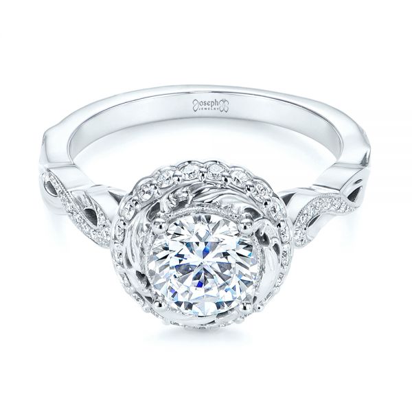 18k White Gold 18k White Gold Infinity Diamond Halo Engagement Ring - Flat View - 105796