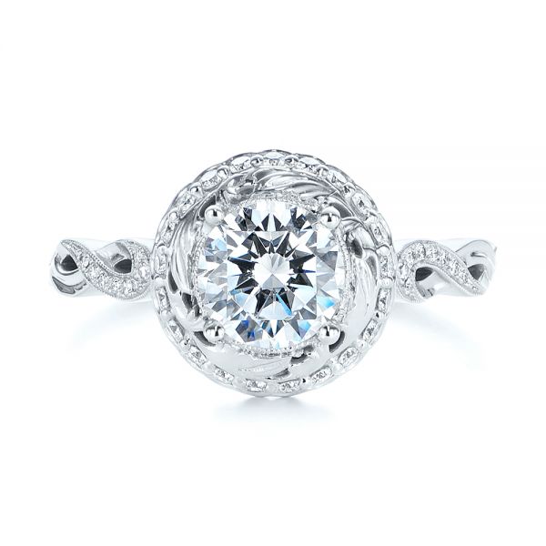 14k White Gold 14k White Gold Infinity Diamond Halo Engagement Ring - Top View -  105796