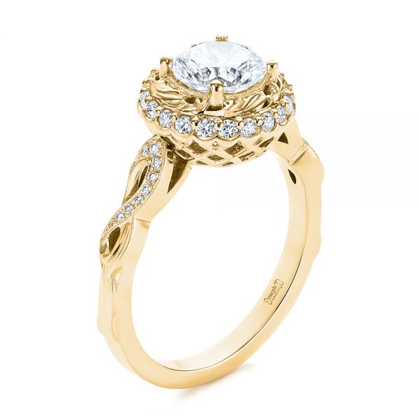 14k Yellow Gold 14k Yellow Gold Infinity Diamond Halo Engagement Ring - Three-Quarter View -  105796