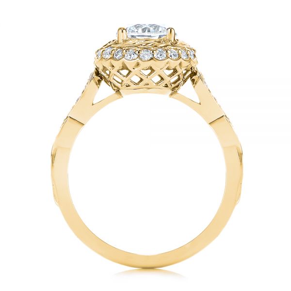 14k Yellow Gold 14k Yellow Gold Infinity Diamond Halo Engagement Ring - Front View -  105796