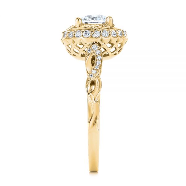 18k Yellow Gold 18k Yellow Gold Infinity Diamond Halo Engagement Ring - Side View -  105796