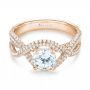 18k Rose Gold 18k Rose Gold Intertwined Diamond Engagement Ring - Flat View -  103080 - Thumbnail