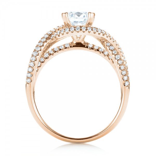 14k Rose Gold 14k Rose Gold Intertwined Diamond Engagement Ring - Front View -  103080