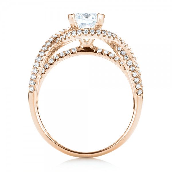 18k Rose Gold 18k Rose Gold Intertwined Diamond Engagement Ring - Front View - 103080