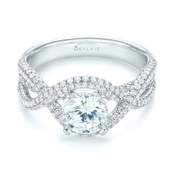  Platinum Platinum Intertwined Diamond Engagement Ring - Flat View -  103080