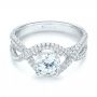 18k White Gold Intertwined Diamond Engagement Ring - Flat View -  103080 - Thumbnail