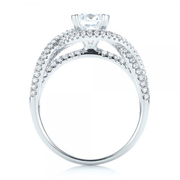 18k White Gold Intertwined Diamond Engagement Ring - Front View - 103080