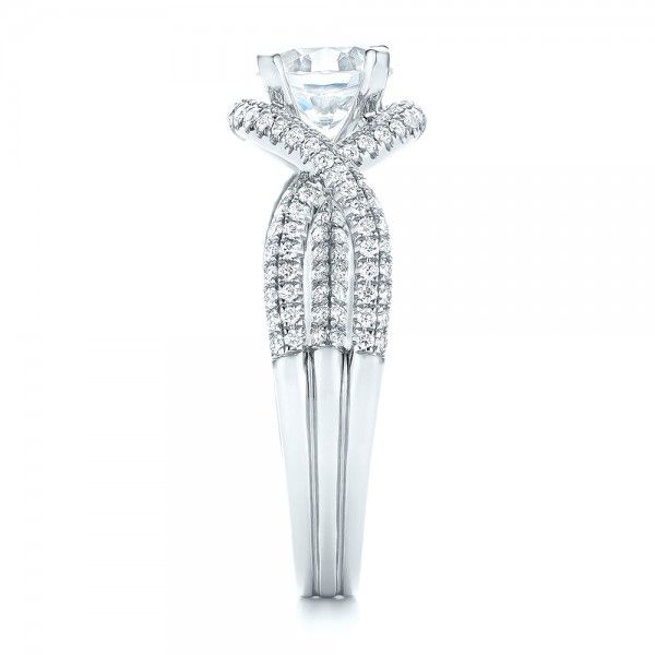 18k White Gold Intertwined Diamond Engagement Ring - Side View - 103080