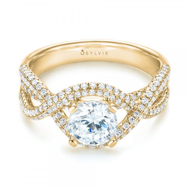 14k Yellow Gold 14k Yellow Gold Intertwined Diamond Engagement Ring - Flat View - 103080