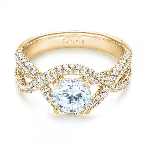 18k Yellow Gold 18k Yellow Gold Intertwined Diamond Engagement Ring - Flat View -  103080