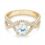 18k Yellow Gold 18k Yellow Gold Intertwined Diamond Engagement Ring - Flat View -  103080 - Thumbnail