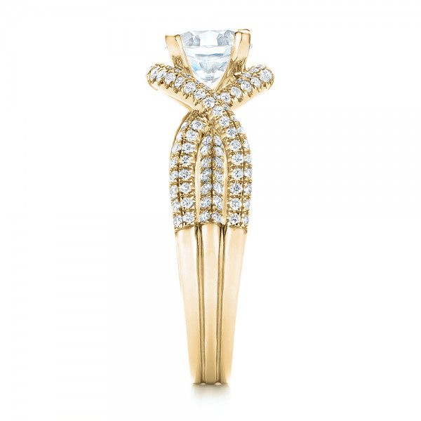 14k Yellow Gold 14k Yellow Gold Intertwined Diamond Engagement Ring - Side View - 103080