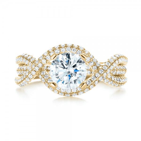 14k Yellow Gold 14k Yellow Gold Intertwined Diamond Engagement Ring - Top View - 103080