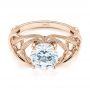 18k Rose Gold 18k Rose Gold Intertwined Solitaire Diamond Engagement Ring - Flat View -  104088 - Thumbnail
