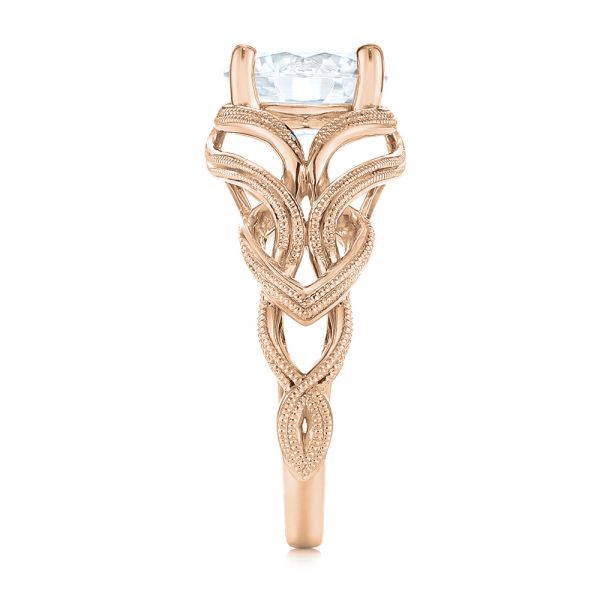 14k Rose Gold 14k Rose Gold Intertwined Solitaire Diamond Engagement Ring - Side View -  104088