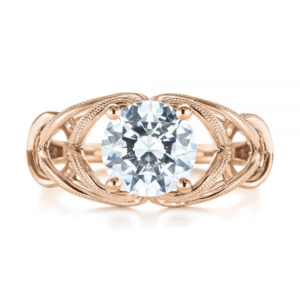 14k Rose Gold 14k Rose Gold Intertwined Solitaire Diamond Engagement Ring - Top View -  104088