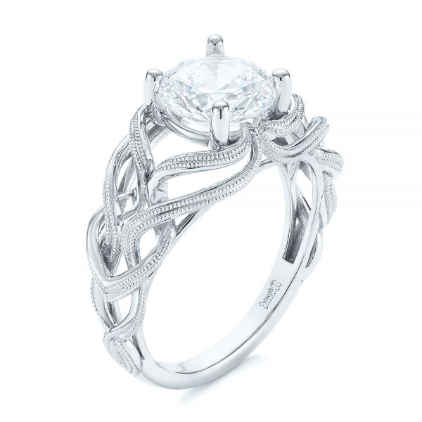 14k White Gold 14k White Gold Intertwined Solitaire Diamond Engagement Ring - Three-Quarter View -  104088