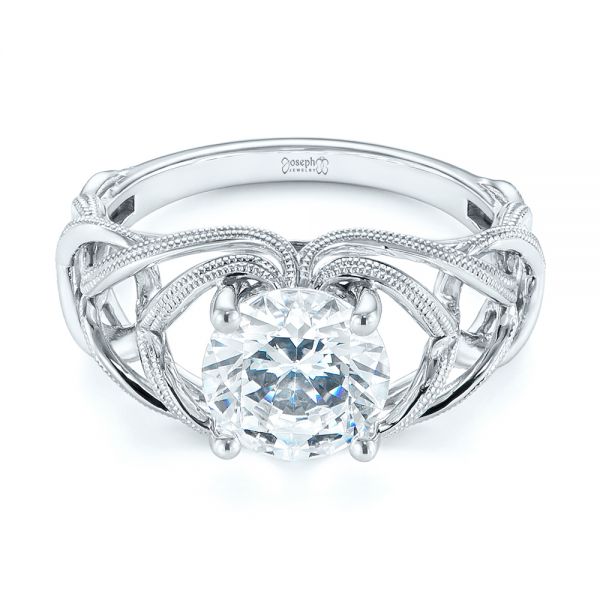  Platinum Platinum Intertwined Solitaire Diamond Engagement Ring - Flat View -  104088