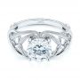 18k White Gold Intertwined Solitaire Diamond Engagement Ring - Flat View -  104088 - Thumbnail