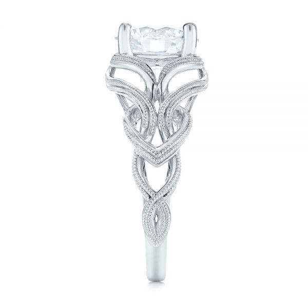 18k White Gold Intertwined Solitaire Diamond Engagement Ring - Side View -  104088