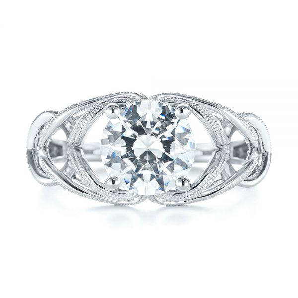  Platinum Platinum Intertwined Solitaire Diamond Engagement Ring - Top View -  104088